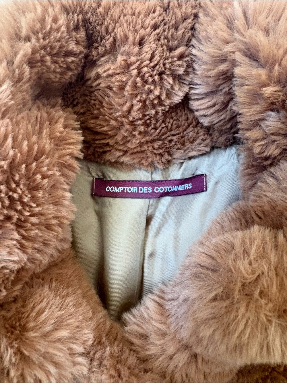 Comptoir des Cotonniers Faux Fur Teddy Jacket Brown XXS FR 34 (fits sz S easily) - Picture 2 of 7